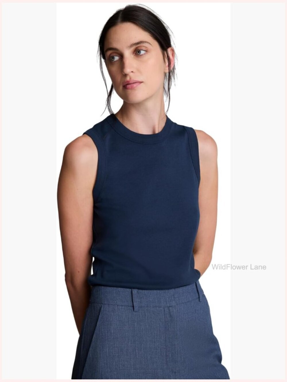 Sleeveless Crew Neck Cotton Tank Top Women's Tops